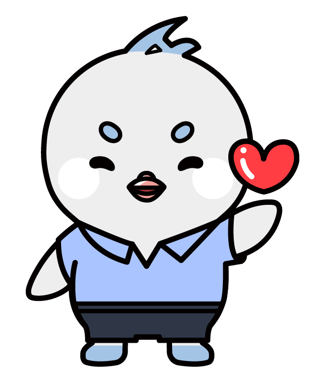 안산대학교 홍모 마스코드 안이가 서있다. 셔츠와 바지를 입고 있으며 한손을 들고 있고 그 손 위에 사랑을 나타내는 하트가 있다. 표정은 밝게 웃고있다.